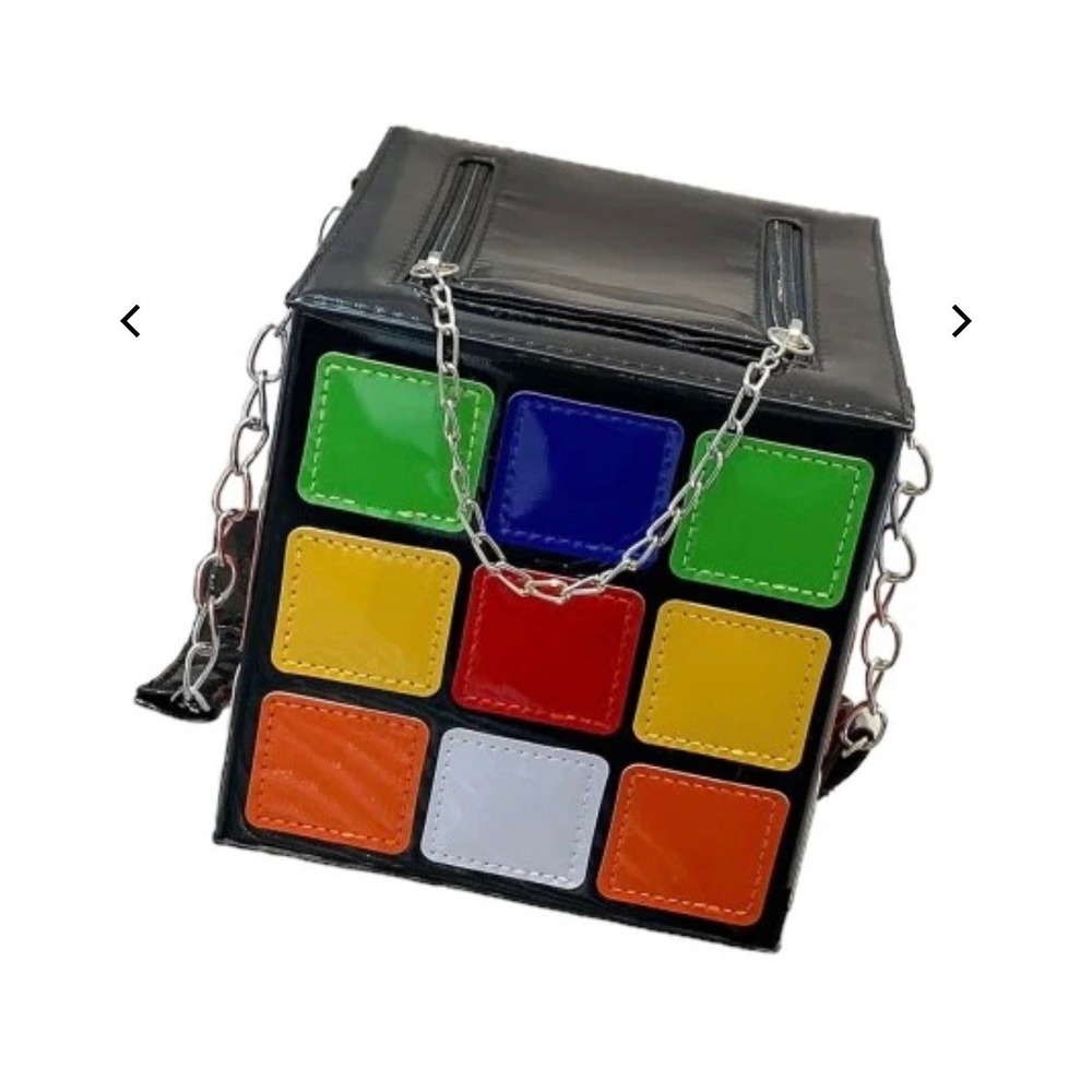Rare‎ Rubik's Cube Handbag Purse  Black Multicolor